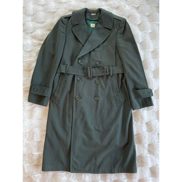 VTG 76’ US Military Double Breasted Wool Gabardine Removable Line Overcoat 36S